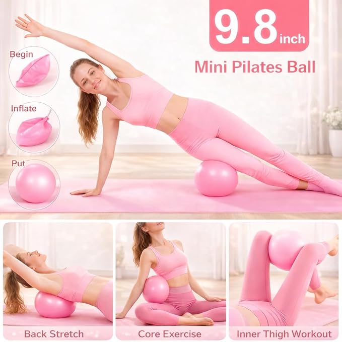 Pilates Ring Gift Set 15" Anti-Deformation Premium Magic Circle, 3 Resistance Bands, Yoga Ball & Anti-Slip Socks | Elegant Home Workout Kit for Women | Birthday/Anniversary Present