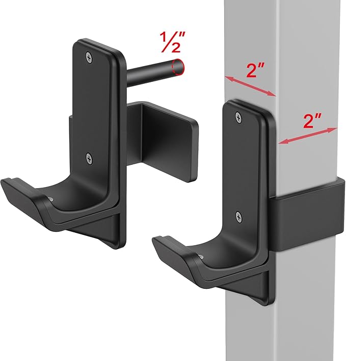 Kipika J-Hooks for 2'x2'and 3'x3' Power Rack - Bottom Reinforced Steel Hooks with Rubber Pad - Set of 2
