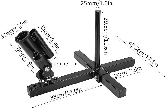 Rotating Row Attachment Holder for 1 inch & 2 inch Barbell Plates, Steel Strength Training Equipment for Home Gym, 17.13 inch