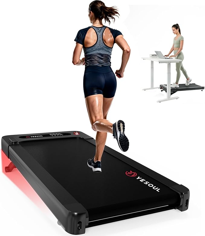 Yesoul Walking Pad Treadmill with 10% Auto Incline, Under Desk Treadmill for Home Walking, Hiking & Running, 300lbs Capacity, Smart App Scenic Routes & Live Classes, Remote & LED Display