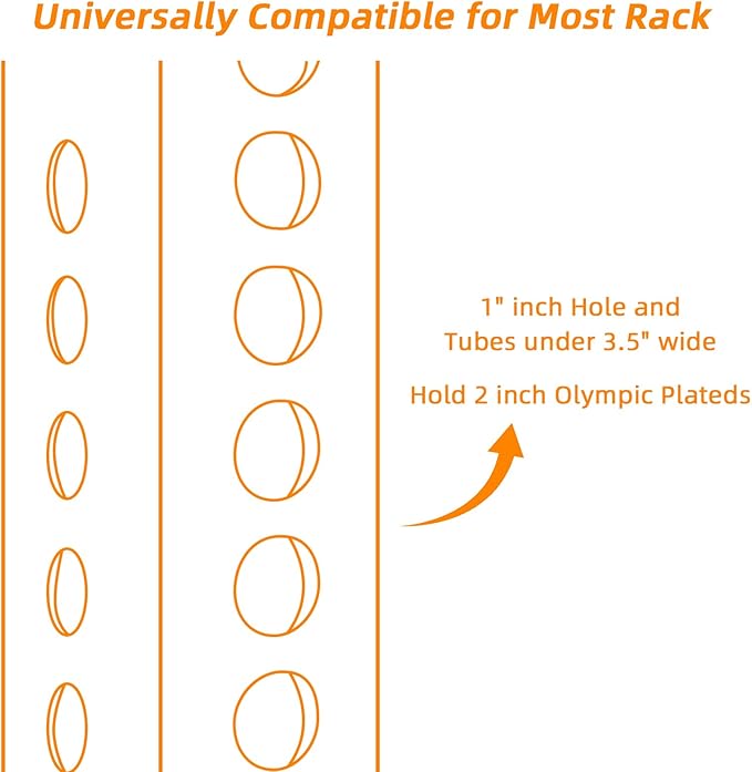 Weight Plate Holder for Power Rack Attachment, Squat Rack Weight Storage for 2 inc Olympic Weight,Compatoble with 2x2, 2x3, 3x3 Power Cage, Fit 1"and 5/8" Hole