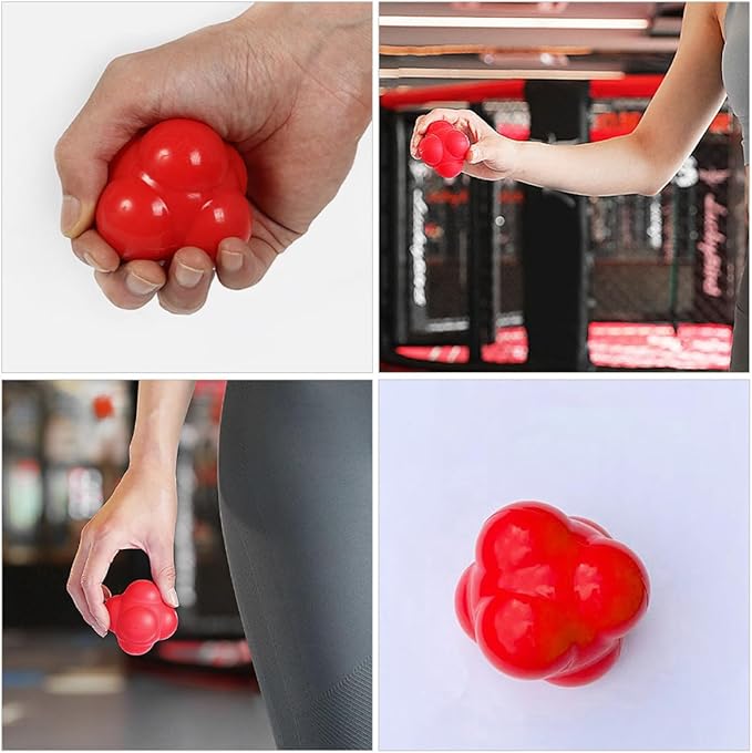 Hexagonal Silicone Agility Reaction Ball 68Mm Large Red for Fitness Speed Coordination Training and Baseball Exercise Equipment