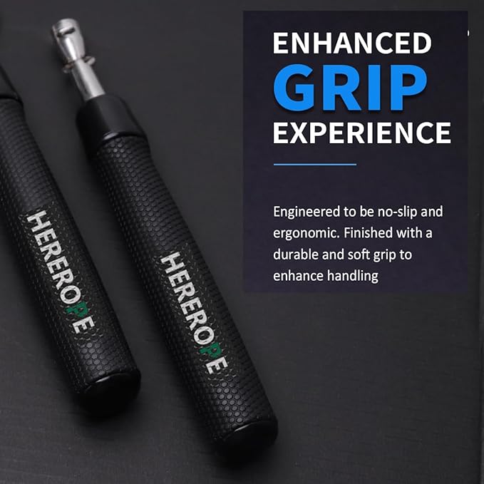 Hererope Weighted Jump Rope Set 3-in-1 Interchangeable 1/6lb 1/4lb 1/2lb Professional Jump Ropes for Men Women | Premium Ball Bearing Speed Rope Anti-Slip Leather Grip | Crossfit Boxing MMA