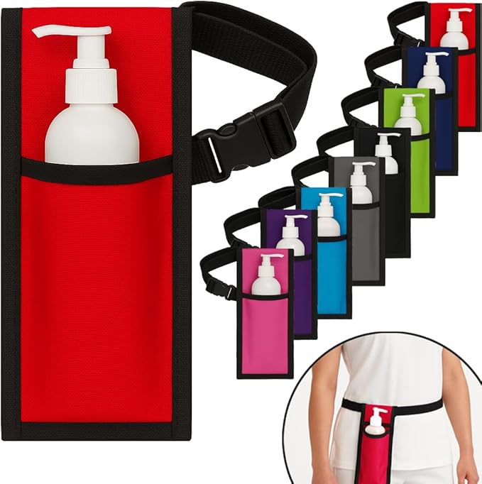 Royal Massage Oil Bottle Holster with Adjustable Strap – Hands-Free Waist or Shoulder Pouch for Therapists – Fits Most Pump Bottles – 8 Color Options - Bottle Not Included (Red)