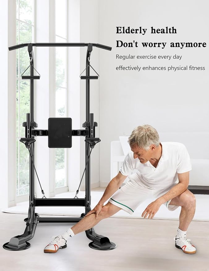 Mad Hornets Pull-Up Bars & Squat Bar Power Tower Dip Stands Strength Training for Home Gym