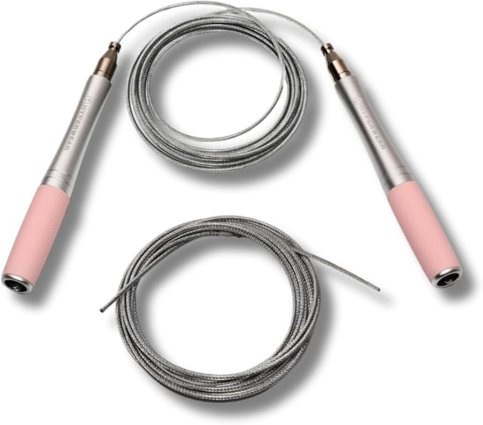 HYPERWEAR Adjustable Speed Jump Rope – Patented Self-Locking Cable System, Aluminum Handles with Knurled Silicone Grip for Cardio, Cross Training & Boxing
