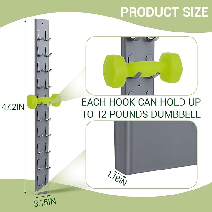 Zonon Dumbbell Wall Rack 10 Capacity Metal Heavy Duty Dumbbell Storage Holder for Space-Saving Home Gym Hardware Included