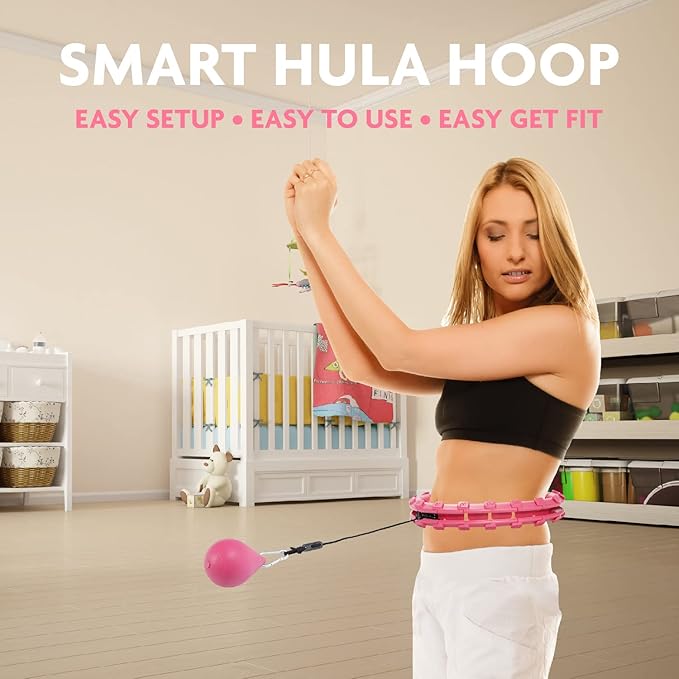 Hula Hoop Fitness Gear w/Counter - Abs Workout, Weight Loss & Burn Fat (Smart Weighted Hula Hoops, Stomach Exercises)