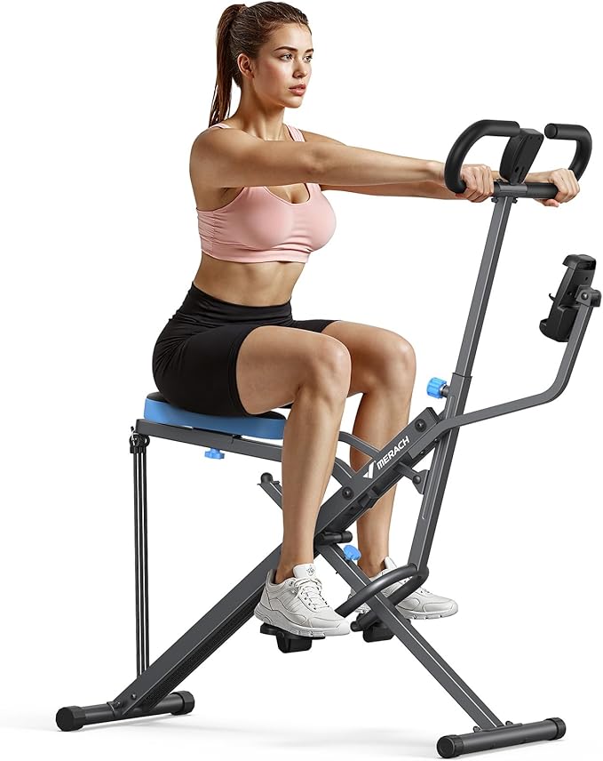 MERACH Upgraded Squat Machine for Women, Smart Row and Deep Squat Trainer with Tablet Stand, Adjustable Resistance & 350LB Weight Capacity, Foldable Home Exercise Equipment, Connect MERACH APP
