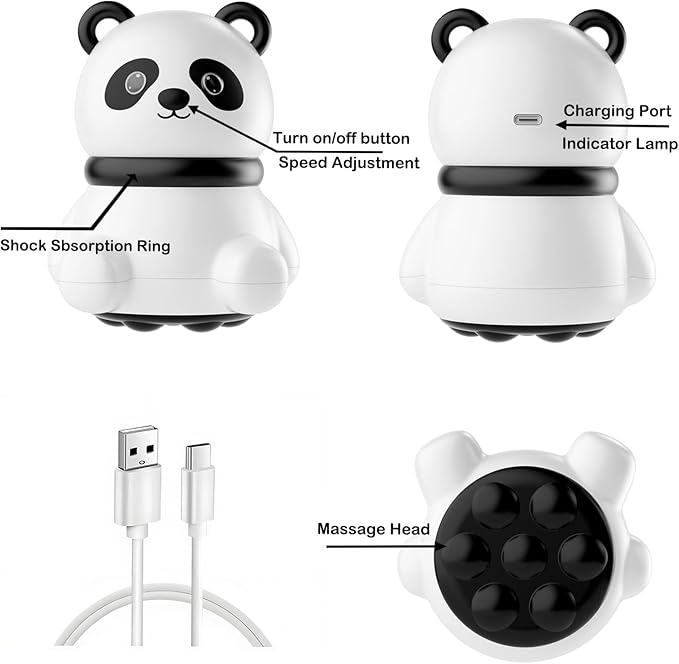 Mini Handheld Massager, Small Handheld Massager for Whole Body, Shoulders, Neck, Back, Leg, Pain Relief & Relaxation - Panda Gifts (White)