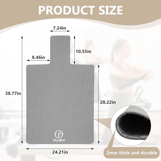 Non-Slip Pilates Reformer Mat, 2mm Thick Pilates Reformer Machine Cover Mat, 39" x 24" Foldable Washable Absorb Sweat Accessory for Home, Studio, Gym Fitness