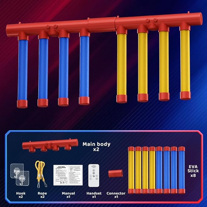 8 Sticks Reflex Challenge Practice, Falling Sticks Reaction Time Trainer Reflex Sticks Rebounce Game with Adjustable Speed Modes and Remote Contro