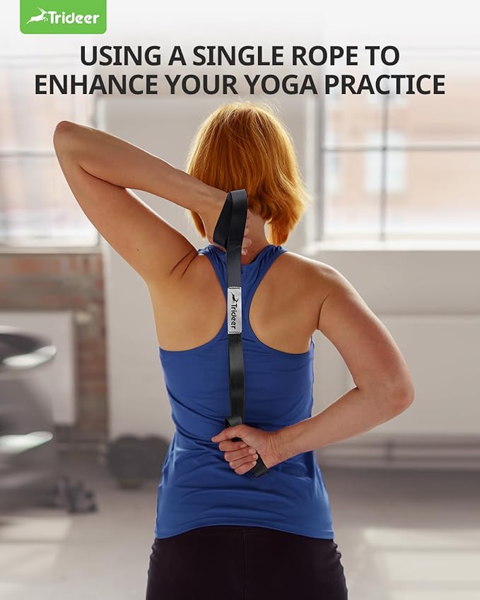 Trideer Stretching Strap for Physical Therapy & Home Rehab, Non-Elastic Yoga Stretch Strap with Loops for Mobility, Yoga & Pilates Stretching