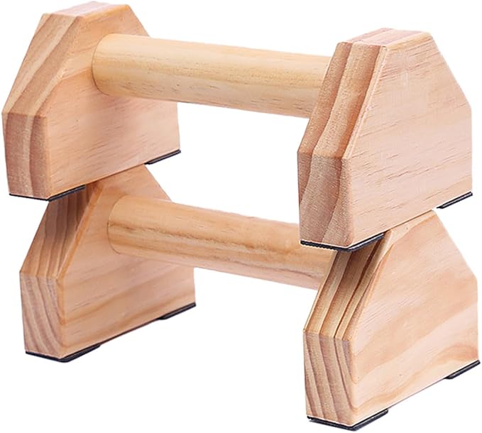 Didiseaon Solid Wood Push-up Bracket Pair, Muscle Training Fitness Equipment with Handstand Bars for Home Strength Training and Calisthenics