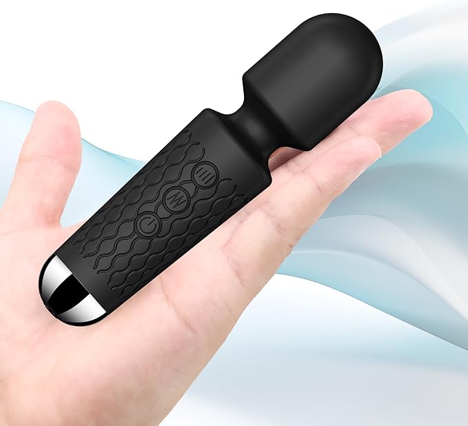 Powerful Cordless Massager - Personal 8 Intensity & 20 Modes mini Massager, Handheld Vibration Wand for Deep Tissue Relief in Back, Neck, Legs & Muscles - Portable for Home & Travel (Black)