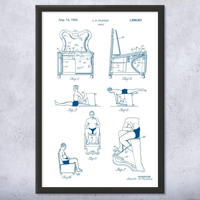 Pilates Chair Patent Framed Print (13x19) Pilates Gifts, Gym Art, Pilates Decor, Athlete Gifts, Garage Decor, Sports Gifts, Mom Gifts