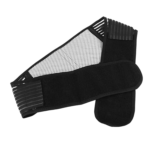 3pcs Portable Adjustable Elastic Magnetic Therapy Back Support Waist Brace Belt Self-heating Lumbar Support for Black for Rehabilitation and
