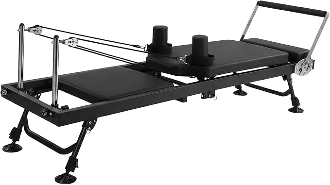 Generic 78 in Pilates Reformer with Springs Resistance Adjustable Fitness Equipment 300 LBS Capacity Smooth Glide Carriage Reformer for Home and Studio Use