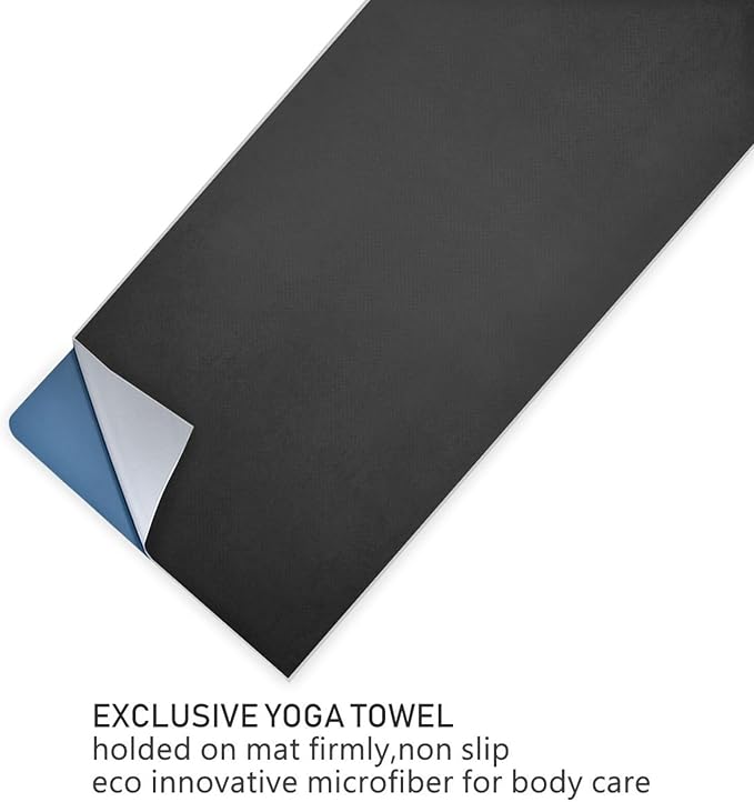 YETTASBIN Black Yoga Mat Towel, Non Slip Sweat Absorbent Hot Yoga Towel Portable Lightweight Travel Workout Towel with Storage Bag for Home Yoga, Pilates, Fitness 73x 27 Inch