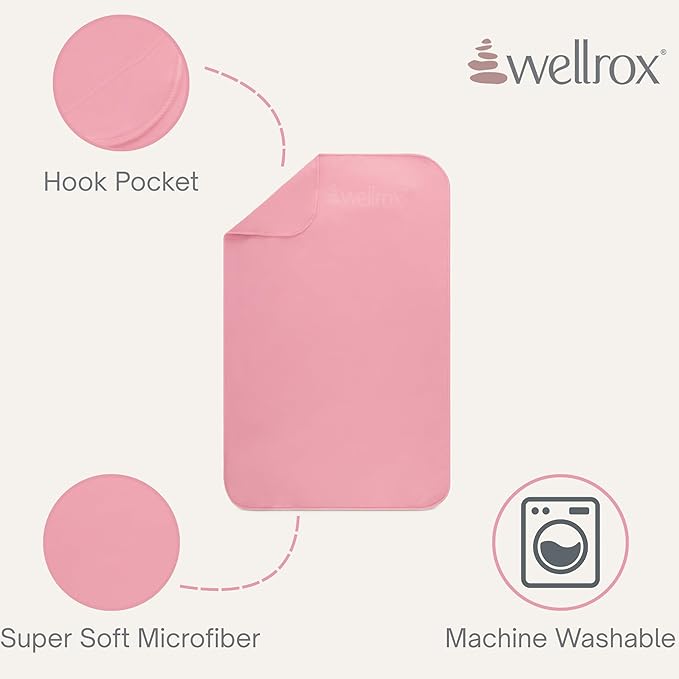 Wellrox Microfiber Yoga Hand Towel – Super Soft, Quick-Dry, Non Slip Yoga Towel for Hot Pilates, Gym & Workouts (26.5" x 16", Pink)