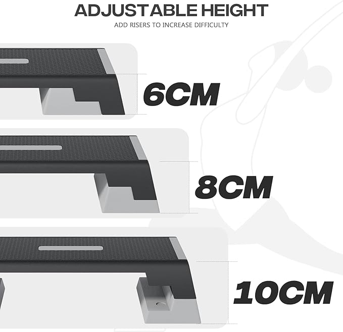 36" Aerobic Exercise Step Platform, Step Up Exercise Platform with 6" 8" 10" Adjustable Risers, Stair Stepper Workout Stepper for Home Gym Strength Training Fitness Equipment, Pink