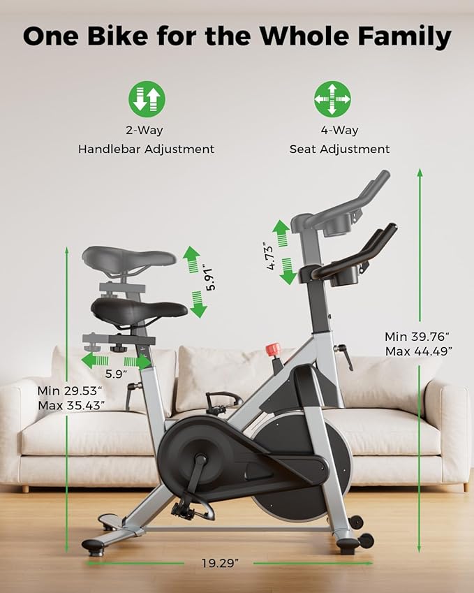 MJWW Exercise Bike, 32-Level Magnetic Resistance Stationary Bikes for Home, Low Noise 300LBS Weight Capacity Workout Cycling Bike for Home Gym with Pad Mount, LCD Monitor, Cup Holder