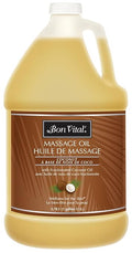 Bon Vital' Coconut Massage Oil, 1-Gallon Container, 100% Pure Fractionated Coconut Oil for Dry Skin, Lightweight Non-Greasy, Neutral Scent, Non-Staining, for Massage Therapy & At-Home Use