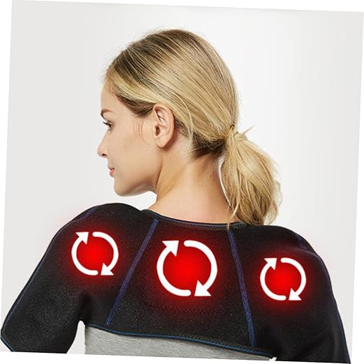 Self-Heating Shoulder Pad Large Black Breathable Support Belt Magnetic Therapy for Pain Relief for Men and Women at Home or Office