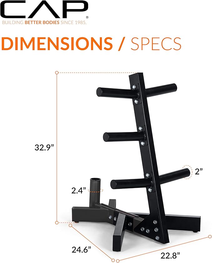 Cap Barbell Olympic Plate Tree Storage Rack, Multiple Colors