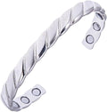 Earth Therapy Original Copper Magnetic Cuff Bracelet for Men & Women – Silver Braided Style – Adjustable - Ultra Strength