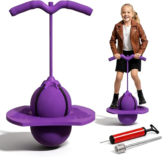 Balance Jumping Ball, 2026 Upgraded Jumping Hopping Ball with Handle and Pump, High Jump Toy Bounce Jump Trick Board for Beginners and Adults