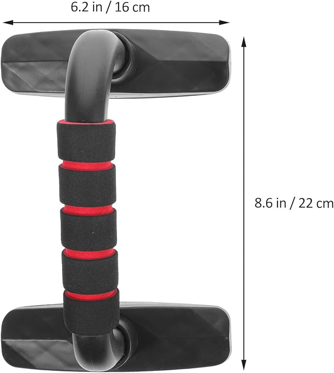 VALICLUD Push-up Stand Hand Grip Fitness Bracket, I-shaped Steel Bodybuilding Arm Strength Training Tool with Non-slip Base, Black and Red for Home Gym Chest Workout