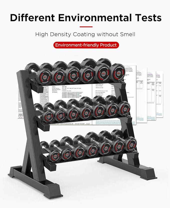 Dripex 3 Tier Heavy Duty Dumbbell Rack Home Gym Weight Rack Dumbbell Storage Stand Holder, Latest Model(Rack Only)