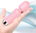 jtffe Handheld Cordless Massager - 20 Speeds & 8 Modes, Quiet Waterproof Vibrating Wand for Neck Back Pain Relief & Muscle Recovery (Pink)