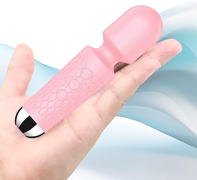 jtffe Handheld Cordless Massager - 20 Speeds & 8 Modes, Quiet Waterproof Vibrating Wand for Neck Back Pain Relief & Muscle Recovery (Pink)