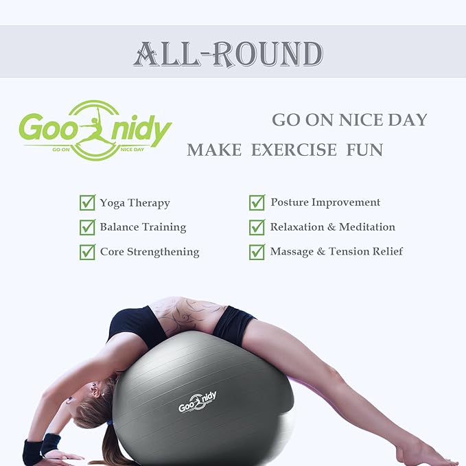 Soft Exercise Ball, Anti-Burst Pilates Yoga Ball Chair Supports 2200lb, Workout Equipment w/ Pump for Women Pregnancy, Medicine, Birthing, Physical Therapy, Stability, Excersing, Birth, Swiss, Fitness