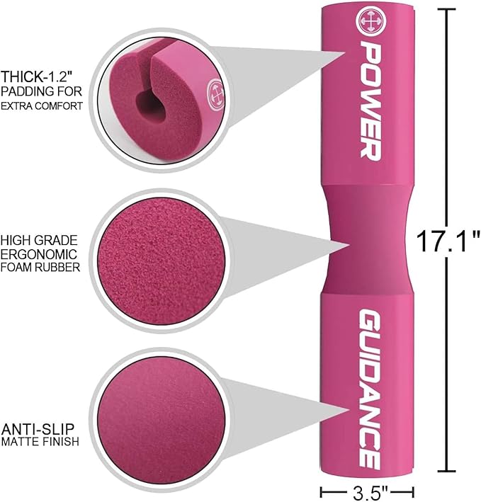 POWER GUIDANCE Barbell Squat Pad - Neck & Shoulder Protective Pad - Great for Squats, Lunges, Hip Thrusts, Weight Lifting & More - Fit Standard and Olympic Bars Perfectly