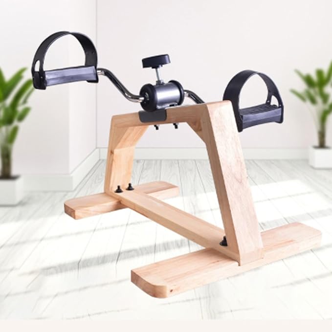 Pedal Exerciser Bike Solid Wood Under Desk Bicycle, Legs Arms Training Peddler Exerciser for Seniors, Fitness Peddler for Elderly Rehabilitation Workout Leg Exercisers