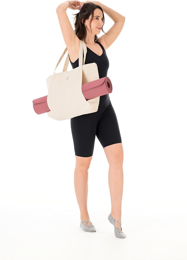 Mat Tote Bag – Cotton Canvas Yoga Mat Carrier – Eco-Friendly & Durable Yoga Mat Holder for Gym, Pilates, Travel, or Studio Use