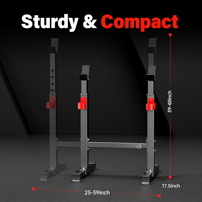 Adjustable Squat Rack, 550LBS Multi-Function Barbell Rack for Weight Lifting and Home Gym Fitness Workout Portable Squat Bench Press - Great for Beginners