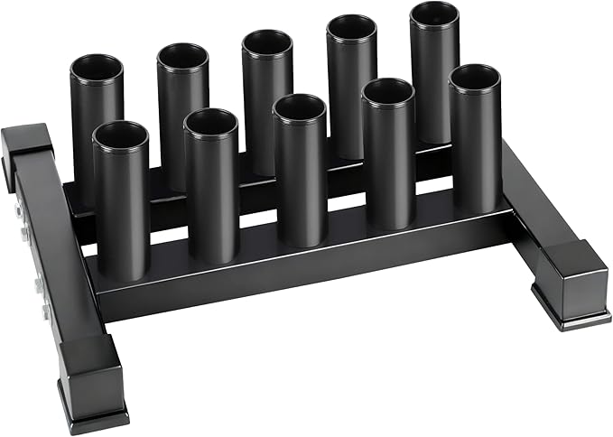 EVERYMATE Vertical Barbell Rack - Heavy-Duty Steel Organizer, Barbell Holder Floor Stand, Fits 2" Olympic Bars with Scratch-Resistant Inserts, Space-Saving for Home/Garage/Commercial Gym