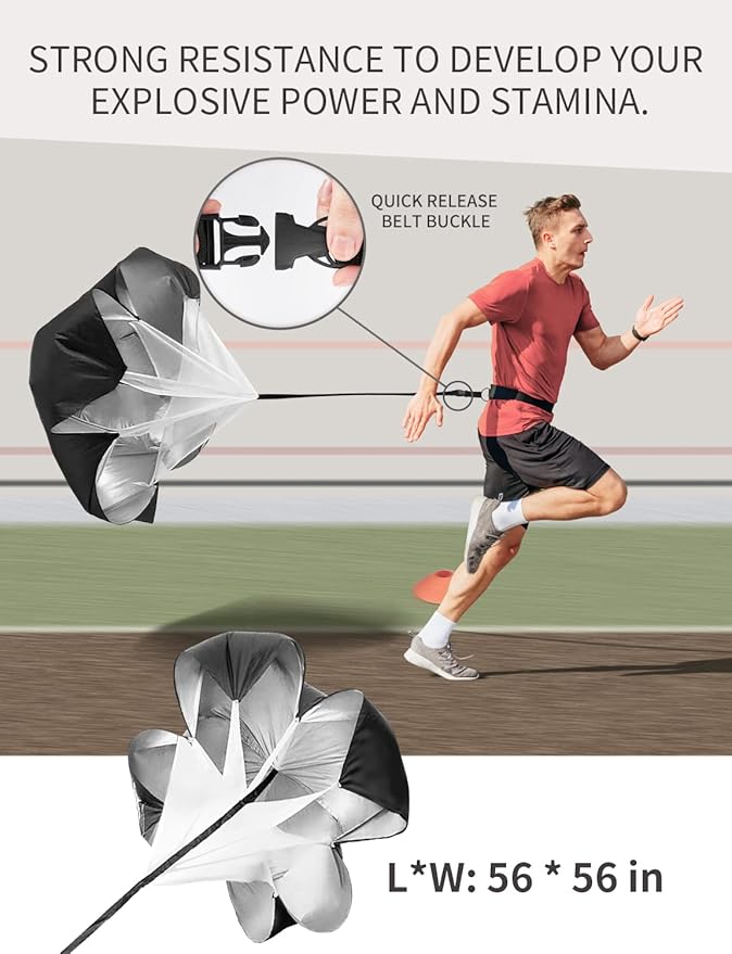 GHB Agility Ladder Speed Training Ladder Workout Ladder with 6 or 10 Cones 12 Rung 20ft with Resistance Parachute