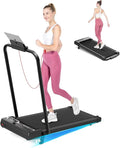 Incline Walking Pad with Handle Bar, Foldable Portable Under Desk Treadmill for Home Office, Ultra Quiet <45dB, Safety Lock, 300+ LB Capacity