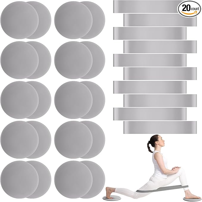 Soulchen 30 Pcs Core Sliders and Resistance Bands Exercise Glider Discs Gifts 40 Lbs Resistance Loop Exercise Bands for Group Training Classes Fitness Slider Workout