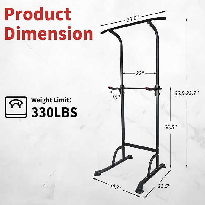 Adjustable Height Dip Bar Station, Heavy Duty Dip Station for Home Gym,Multi-function Dip Station Pull Up Bar Full Body Strength Training Workout Fitness Equipment for Tricep Dips