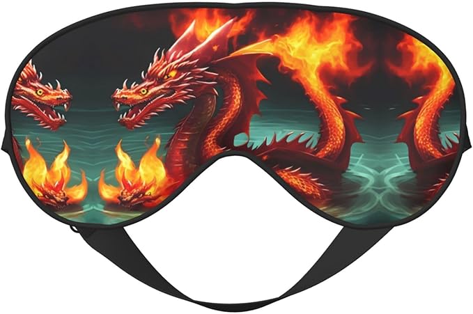 Dragon King in fire Head-Mounted Double-Sided Light-Blocking Sleeping Eye mask to Protect Eyes and Relieve Eye Fatigue