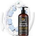 Lymphatic Massage Oil & Roller Kit for Massage Therapy - Ylang Ylang & Ginger Lymphatic Drainage Oil & Massager for Circulation & Detox Support, Non-Greasy Formula & Easy to Use Roller (8 Fl Oz) by M3