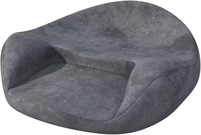 Ergonomic Meditation Cushion, Suede Floor Seat for Yoga and Mindfulness Practice, Memory Foam, Curved Back Support (Grey)
