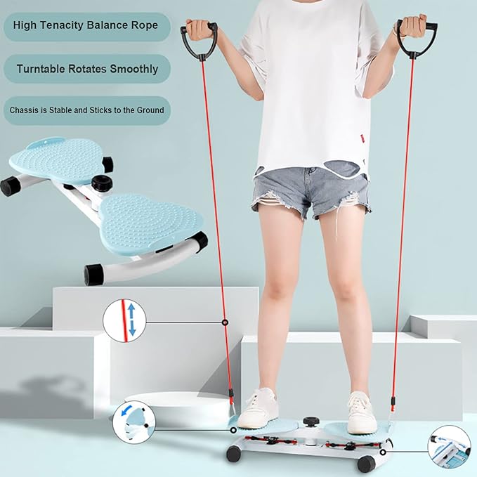 Rotating Waist Trainer,Sport Exercise Twist Board,Aerobic Waist Twister with Resistance Band,Full Body Toning Workout Ab Twister Board for Aerobic Exercise