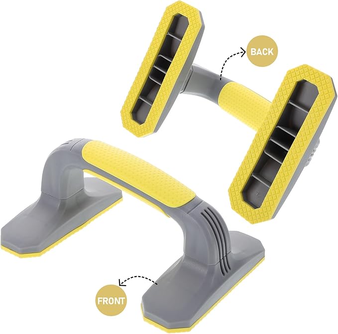 VALICLUD 2 Pcs Push up Bars Handles with Non-slip Grip, Plastic Pushup Stands for Home Gym Fitness and Strength Training, Gray and Yellow Push up Equipment for Bodyweight Workouts